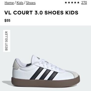 Adidas VL COURT 3.0 EL1C Sneakers, Kids Size 13